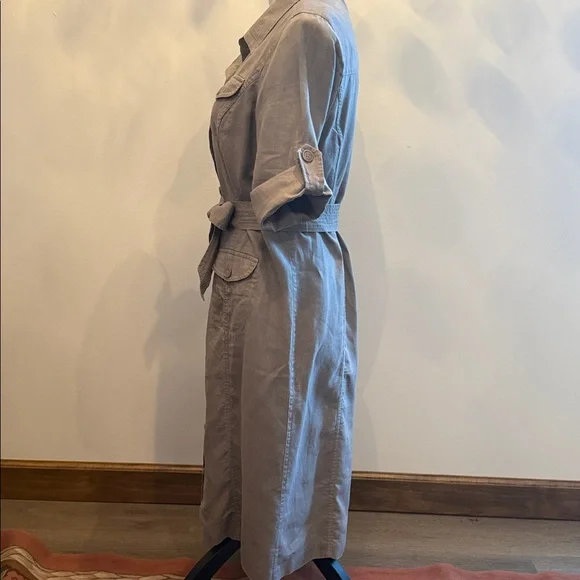 Boden Taupe Belted Shirt Dress - Picture 2 of 5